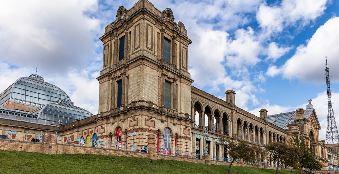 Alexandra Palace in London. Brick archways.